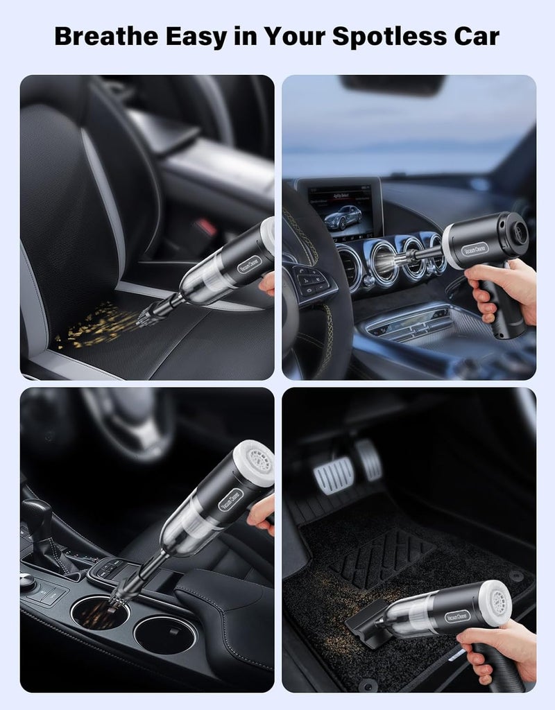 Abanso Car Vacuum Portable Cordless, 9000Pa Handheld Vacuum Mini Vacuum Cleaner High Power with Best Suction, 4 in 1 Air Duster Portable Vacuum for Car Keyboard Home Pet Hair with Multi-Nozzles - Image 5